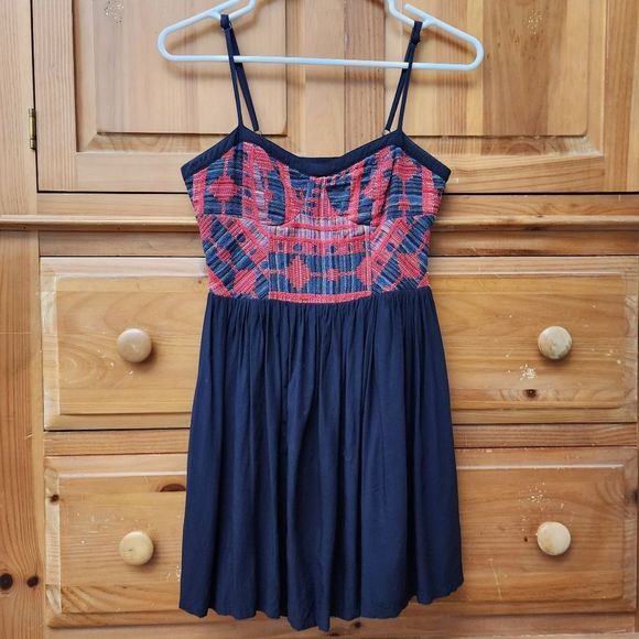 Staring at Stars Midi Dress Women's Navy & Red Size 2 - Picture 1 of 9